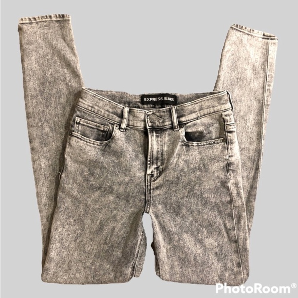 NWOT Express Gray Stonewashed High Rise Leggings ~ Size 4R